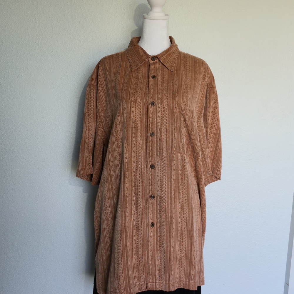 VTG Hawaiian Joseph & Feiss Men's Brown Patterned Casual Shirt